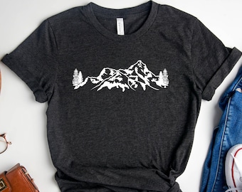 Mountains Graphic T-Shirt, Nature Hiking Shirt