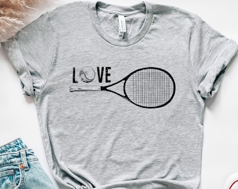 Love Tennis Shirt, Tennis Lover T Shirt, Minimal Tennis Tee, Tennis Racket Graphic Shirt, Sports Lover Gift, Tennis Mom Tee
