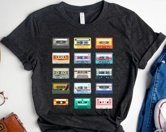 Cassette Tapes Shirt, Pop Culture T-shirt, Vintage Gift For Music Lovers, 80s Retro T-shirt, 90s Tshirt, Analog Life Tshirt, Analogue