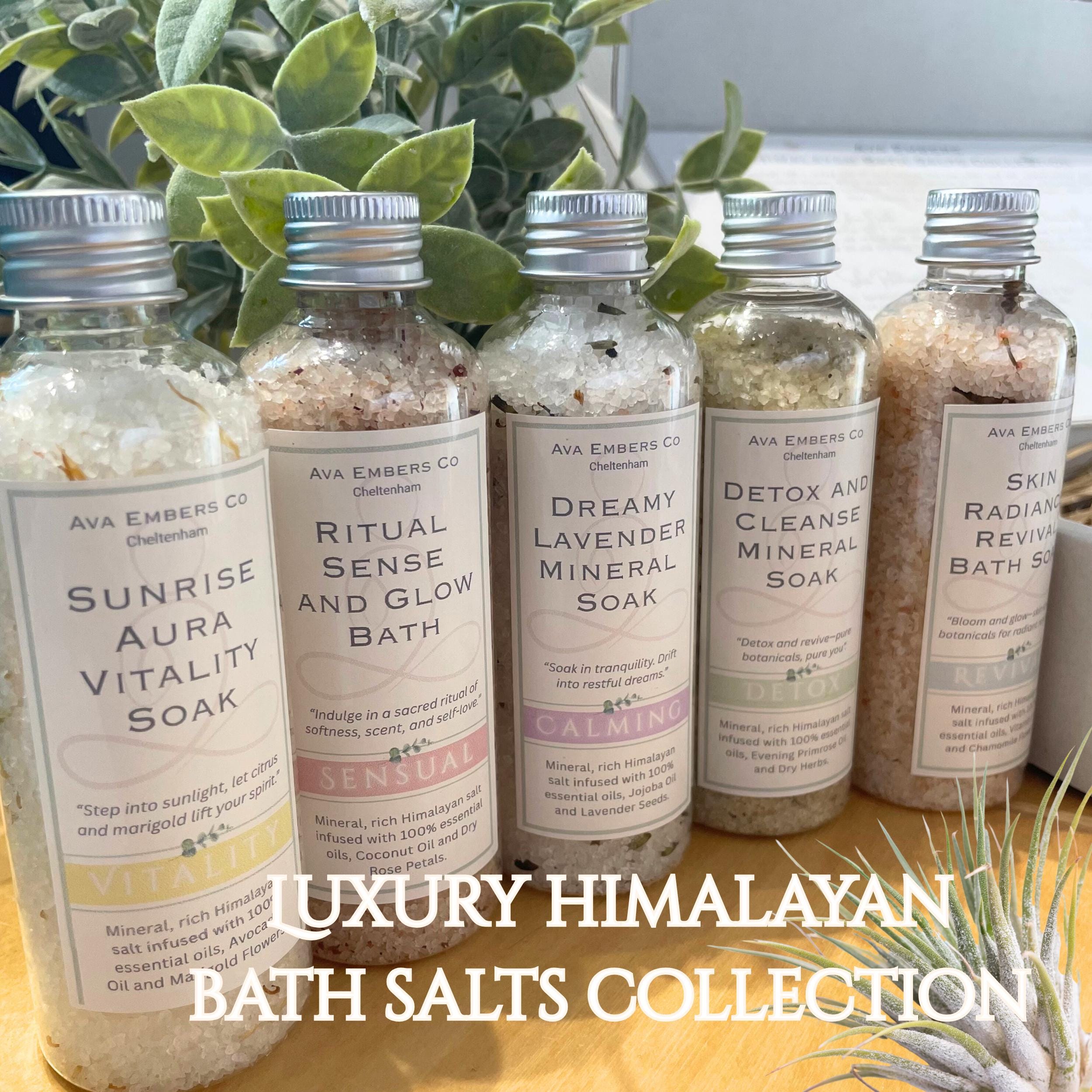 Set of 3 or 5 Himalayan Bath Salts Aromatherapy Soak Set
