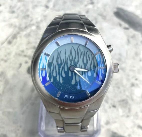 Fossil Big Tic Blue Flame Digital Animated Vintage Wrist Fossil Big Tic Blue Flame Digital Animated Vintage Wrist
