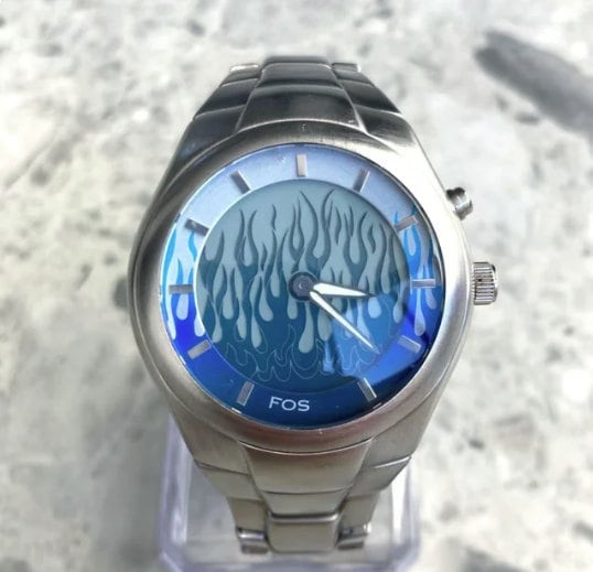 Fossil Big Tic Blue Flame Digital Animated Vintage Wrist Fossil Big Tic Blue Flame Digital Animated Vintage Wrist
