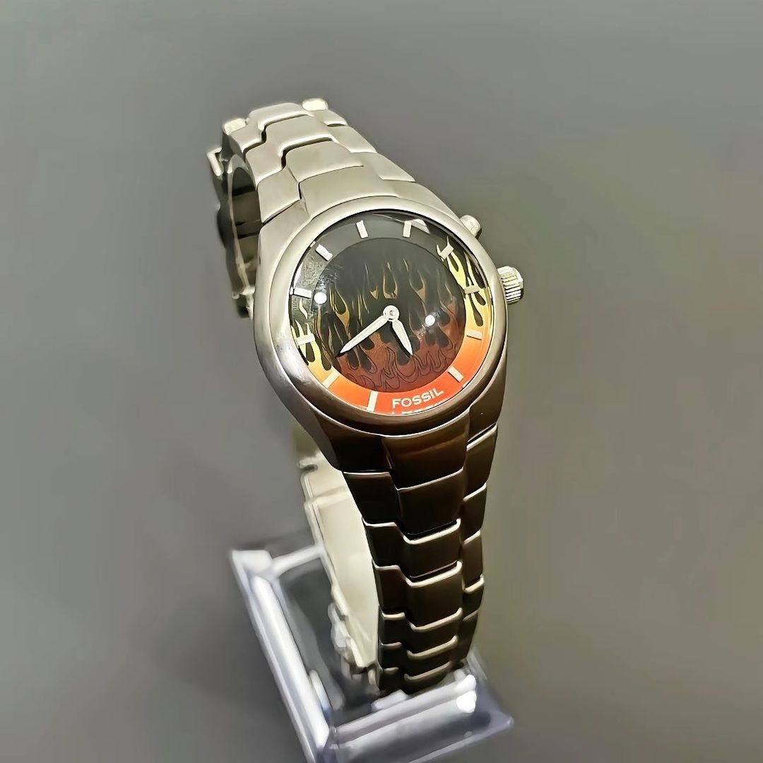 Fossil Big Tic Flame Dial Digital Animated Vintage Wrist Fossil Big Tic Flame Dial Digital Animated Vintage Wrist