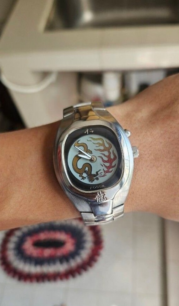 Fossil Big Tic BG-1067 32mm Quartz Blue & Silver Watch NEW Fossil Big Tic BG-1067 32mm Quartz Blue & Silver Watch NEW