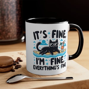 It&#39;s Fine I&#39;m Fine Everything is Fine Coffee Mug, Coffee Mug, Funny, Humor, Cartoon, Gift for Her Him, Ceramic Mug 11oz