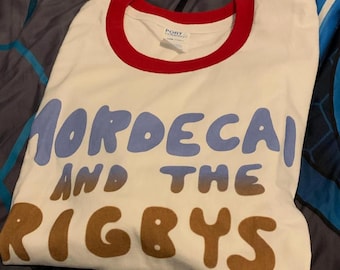 Mordecai and the Rigbys Ringer Tee, Unisex Ringer Tshirt, White Red Ringer Tee