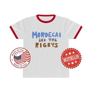 Mordecai and the Rigbys Ringer Tee, Unisex Ringer Tshirt, White Red Ringer Tee