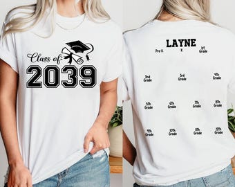 Class of 2039 Handprint Shirt For PreK-12, Comfort Colors Shirt, Class of 2039 Shirt Handprint Shirt, Personalized Class Of 2039 Shirt
