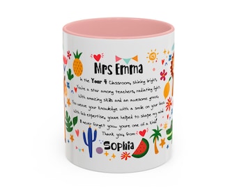 Personalised Teacher Thank You Mug, Custom Name Teacher Mug, Teacher Mug With Name, Teacher Appreciation Gift, Accent Coffee Mug 11oz 15oz