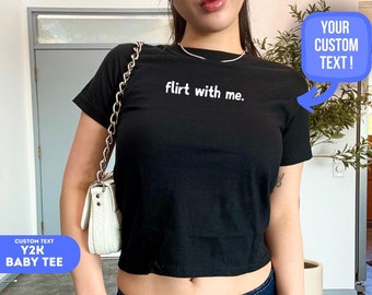 Custom Women&#39;s Fitted Tee, Custom Text Baby Tee y2k, Custom Retro 90s Baby Tee, Custom Y2k Shirt, Custom Y2k Aesthetic Tee, 90s Style Tee