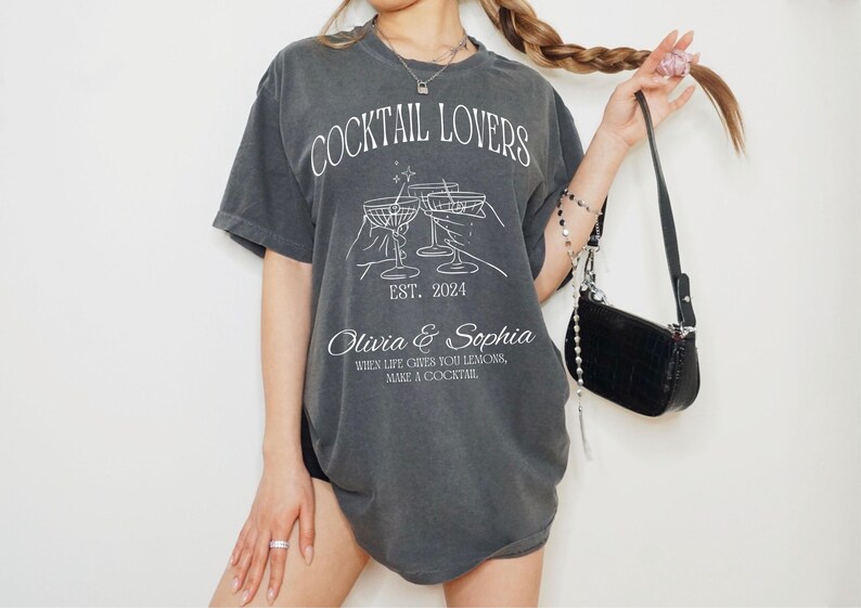 Custom Cocktail Shirt, Custom Names for Best Friends, Unique Bar Tee