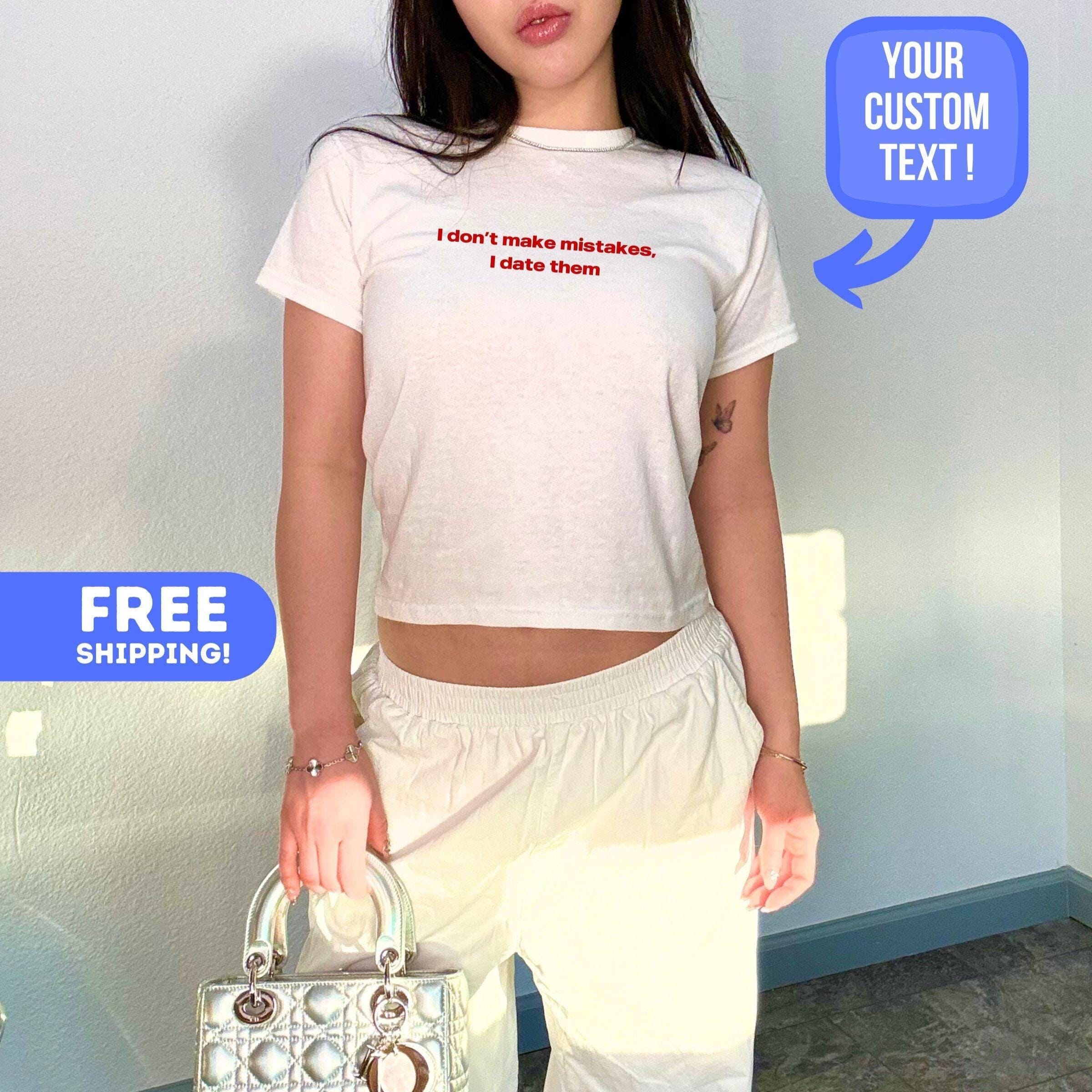 Custom Text Baby Tee y2k, Trendy 90s Vintage Tee,Custom Y2K Fashion, Baby Tee, Custom 90s Top, Custom text y2k Shirt,  Custom y2k outfit