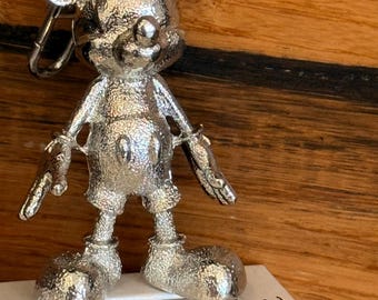 Baublebar Disney Mickey Mouse silver Keychain bag charm /Solid Metal Mickey Figurine | Rare Collectible Disney Key Ring or Ornament