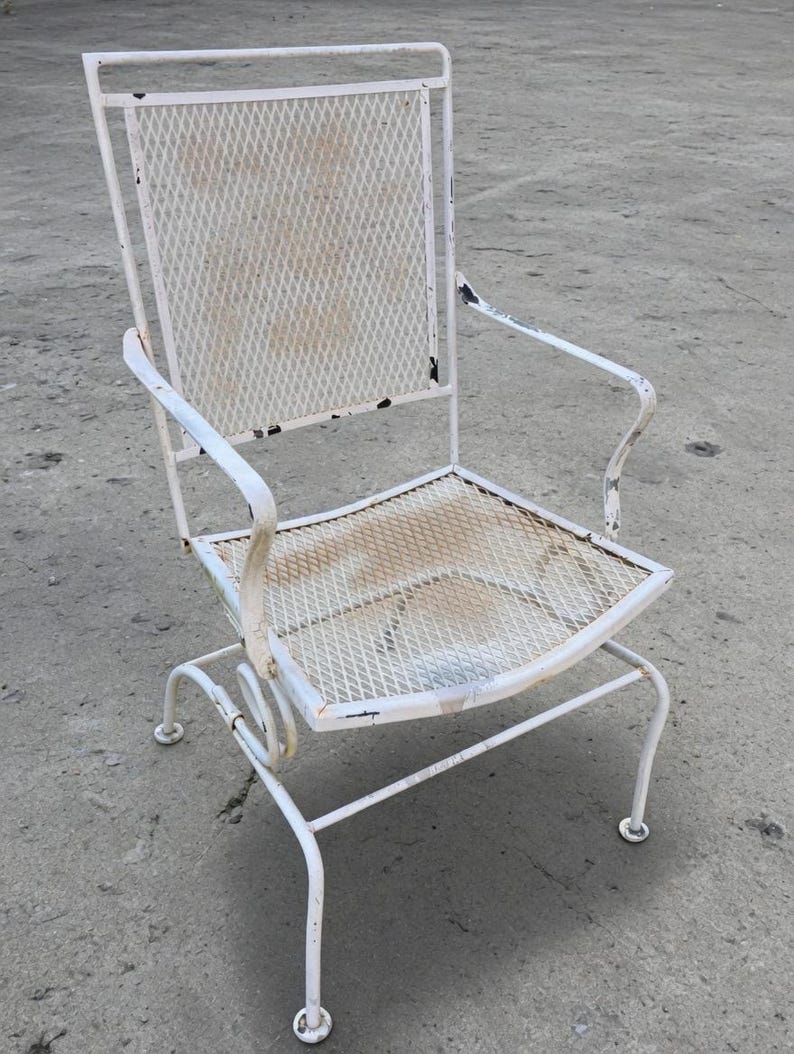 Mcm Spring Rocker Vintage 1950s Wrought Iron Rocking Chair Woodard Style /patio Garden ...