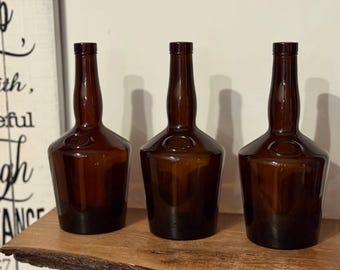 Amber Glass Bottle Vase | Upcycled Boho Farmhouse Decor / set of 1/3