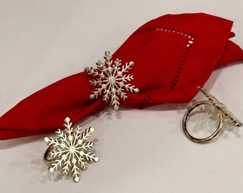 Vintage Silver Snowflake Napkin Rings 3 Piece Set |Christmas Holiday | Collectible Retro Dining |Tablescape Decor | Entertaining Gift Ideas
