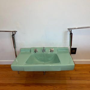 Vintage American Standard Gracelyn Sink with Chrome Legs & Towel Bars 32&quot;Wx18&quot;D