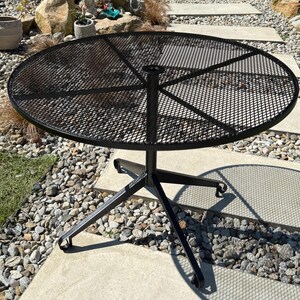 Vintage Wrought Iron Round Patio Garden Dining Table black - 42”  Woodard or Salterini style