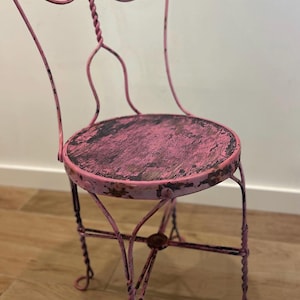 Vintage Early 1900s Ice Cream Parlor Bistro Chair - Chippy Pink Paint - Rustic Shabby Chic Decor, 34” Tall