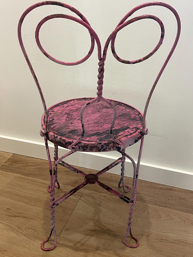 Vintage Chippy Pink Bistro Chair: 1900s Ice Cream Parlor Decor, 34 ...