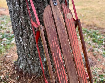 Vintage sled outdoor decoration / Flexible Flyer 43” long / Wood & Steel