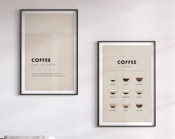 Beige Coffee Print, Set of 2 Print, Coffee Wall Art, Kitchen Prints, Coffee Print, Coffee Gifts, Coffee Poster, Beige Wall Art, Beige Print