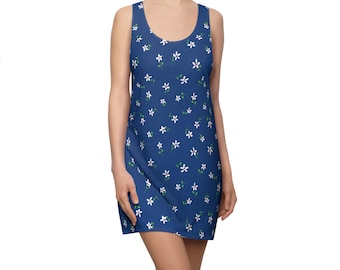 Ditsy Daisy Print Racerback Dress: Blue, White & Pink Summer Outfit