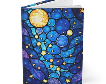 Stained Glass Night Sky Hardcover Journal: Celestial Notebook