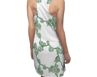 Green Rose Print Racerback Dress: Summer Vacation Outfit