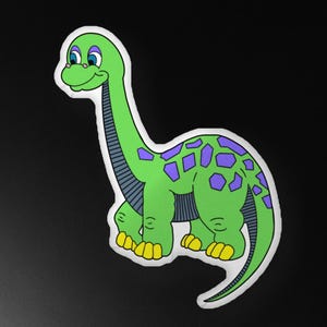 緑と紫のブロントサウルス恐竜型枕