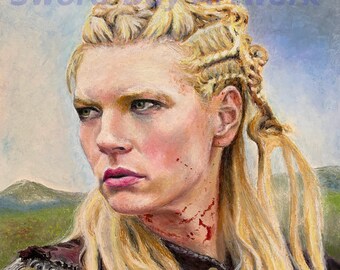 Lagertha - &quot;SHIELD-MAIDEN&quot; - Viking Warrior Giclee Print of Original Oil Pastel Painting