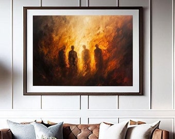 Fiery Furnace Christian Wall Art | Biblical Scene Print (Digital Download)