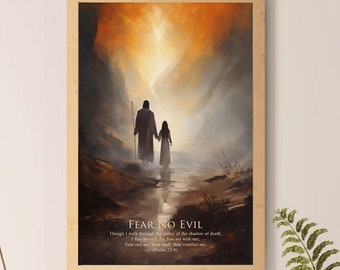Fear No Evil - Psalm 23:4 Christian Artwork | Digital Download | Inspirational Wall Art | Faith and Comfort Decor