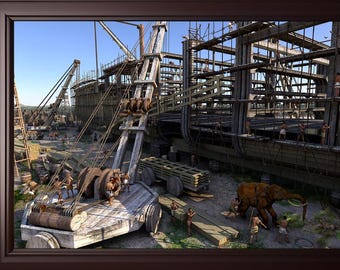 Noah's Ark Construction Scene - Biblical Art the Building of Noah's Ark | Digital Download | Christian Décor - | Christian Art
