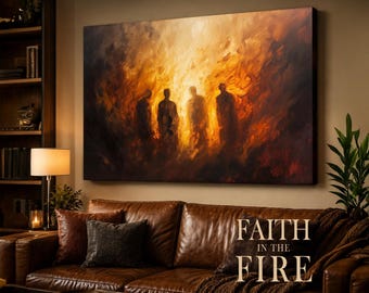Faith in the Fire – Christian Biblical Décor | Cinematic Christian Canvas Wall Art