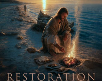 Restoration Canvas Print | Jesus and Peter on the Shore | John 21 Artwork | Christian Wall Art
