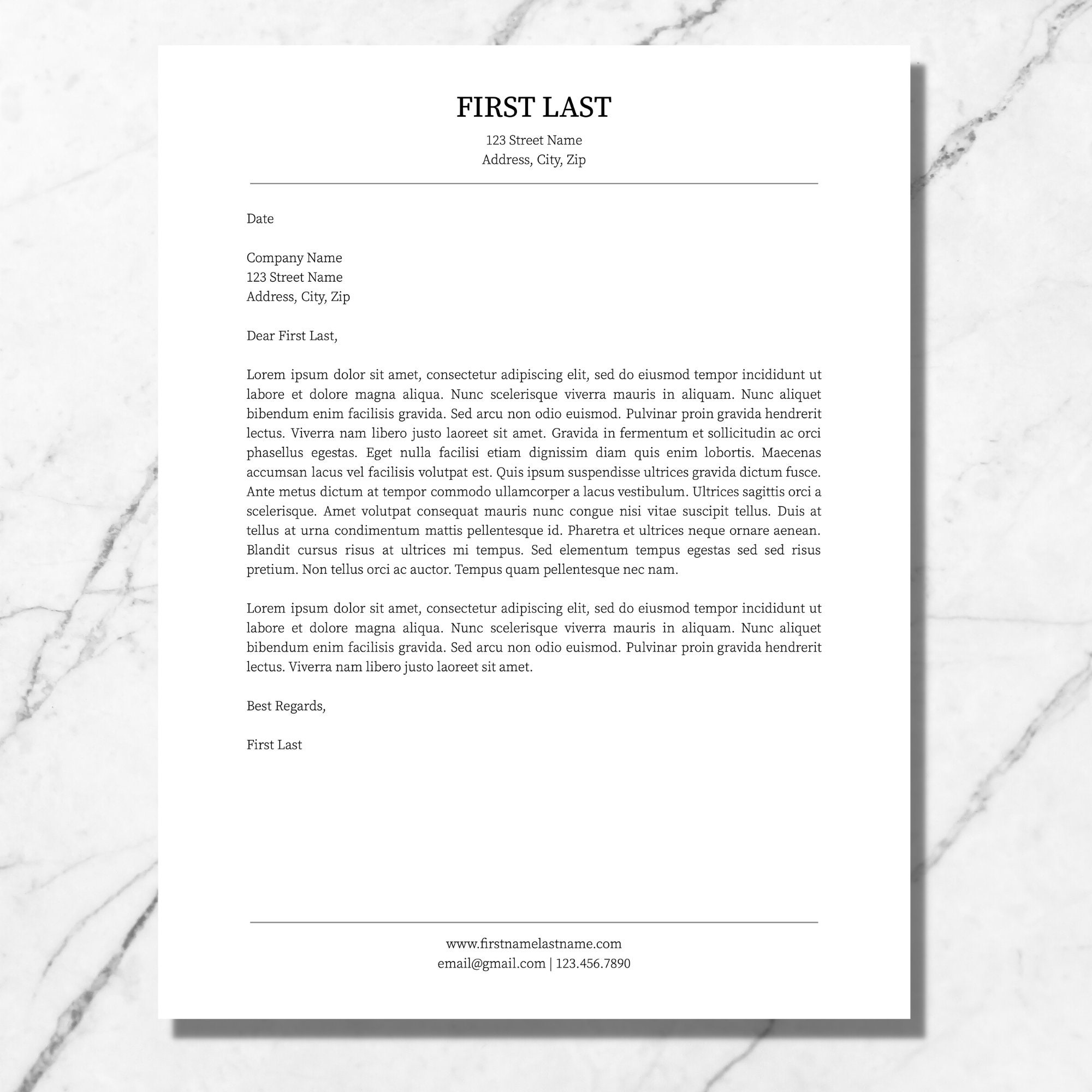 Modern Letterhead Template for Word Modern Letterhead Etsy