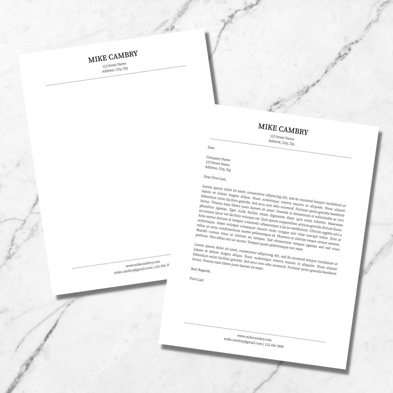 Modern Letterhead Template for Word Modern Letterhead Etsy