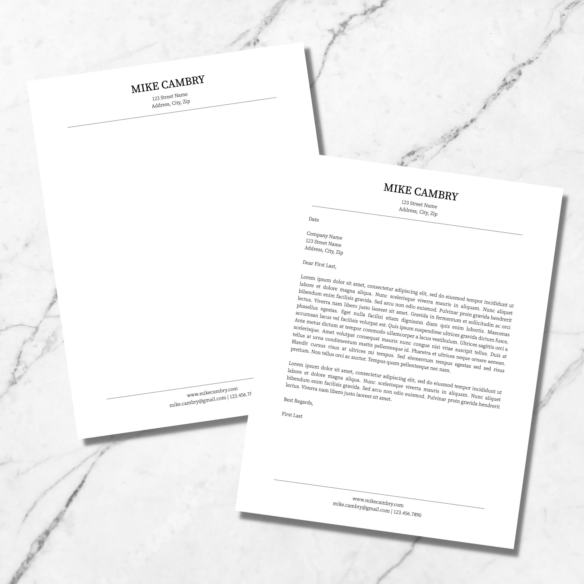Modern Letterhead Template for Word Modern Letterhead Etsy