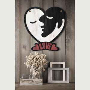 Kissing Couple Silhouette &#39;LOVE&#39; Wall Art: Laser Cut Files (DXF & SVG)