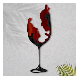 Silueta de pareja elegante en copa de vino: archivos DXF y SVG de 2 capas