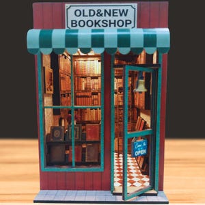 El rincón de libros de la librería Old & New incluye archivos DXF-Svg y JPG / Librería vintage en miniatura acogedora / Archivos cortados con láser DIY / Descarga digital