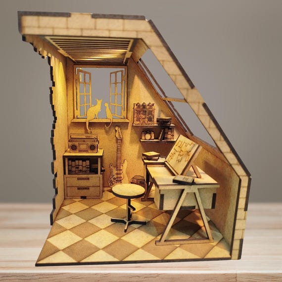 Study Room Book Nook DXF SVG Files for Laser Cutting (3mm Plywood) (Digital Download)