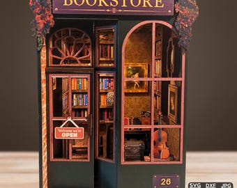 Kit digital "DIY Book Nook": Archivos cortados con láser en SVG, DXF y JPG (descarga digital)