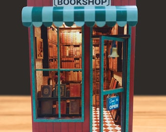 DIY Miniature Bookshop Book Nook: Laser Cut Files svg - dxf- jpg (Digital Download)