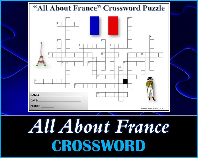 All About France Crossword Puzzle Worksheet DIGITAL Etsy All About France Crossword Puzzle Worksheet DIGITAL Etsy
