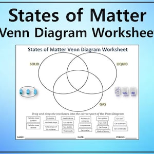 States of Matter Venn Diagram Worksheet - Science Editable DIGITAL DOWNLOAD