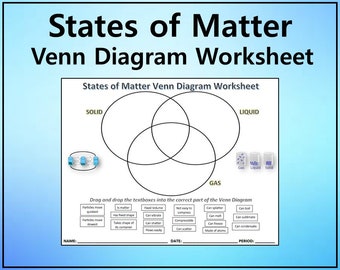 States of Matter Venn Diagram Worksheet - Science Editable DIGITAL DOWNLOAD