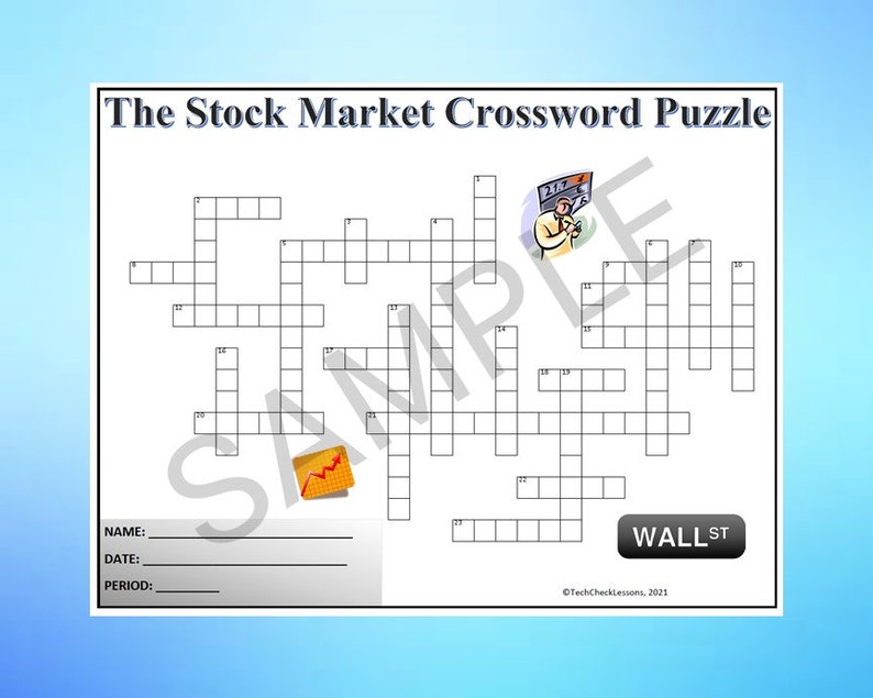 The Stock Market Crossword Puzzle / Printable Worksheet DIGITAL The Stock Market Crossword Puzzle / Printable Worksheet DIGITAL