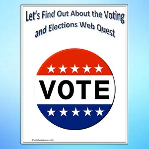Abstimmung & Wahlen Webquest - Civics / Social Stuides Internet-Aktivität - Bearbeitbarer DIGITALER DOWNLOAD